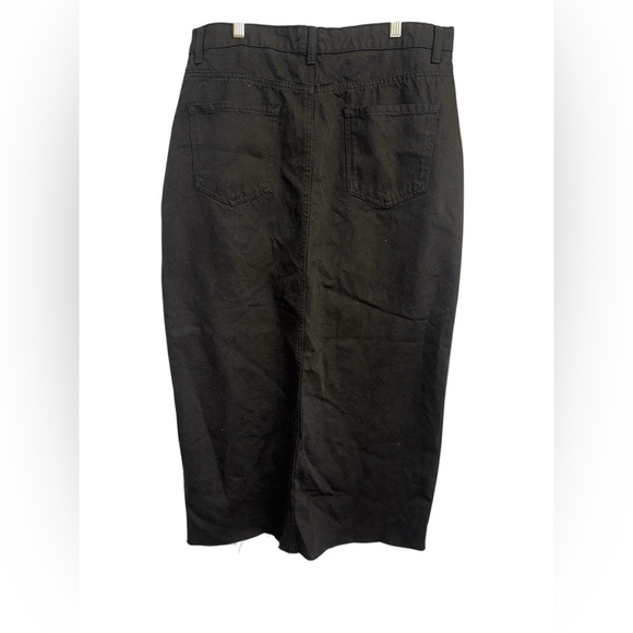 Black Tall Split side Denim Midi skirt - Picture 2 of 3
